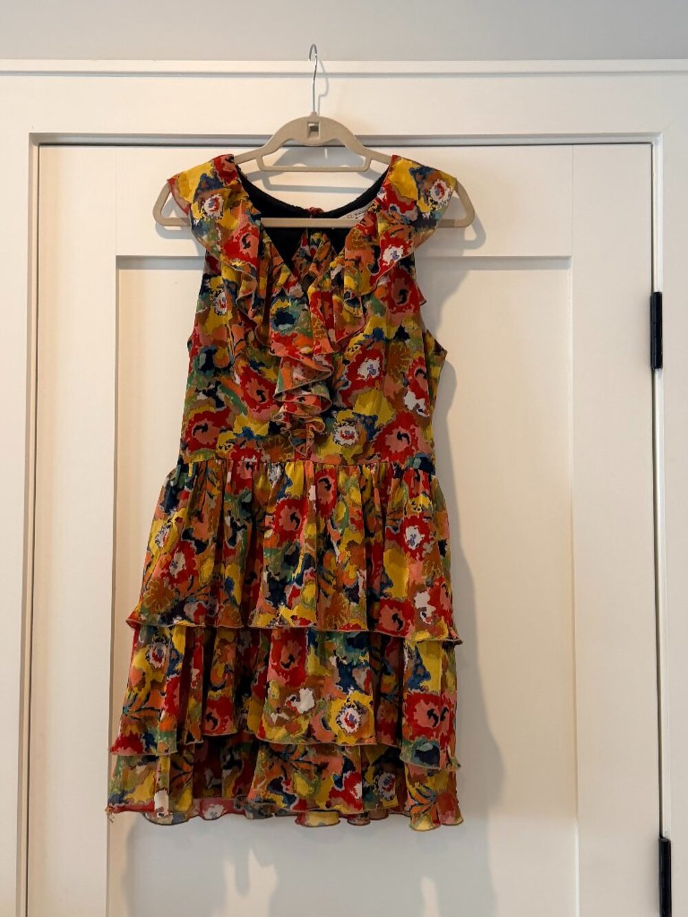 Rachel Roy Floral Tiered Ruffle Mini Dress Multicolor Size 12 Wedding Guest